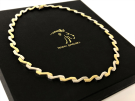 14 K Bicolor Gouden Schakel Collier - 45 cm / 34,5 g