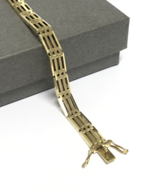 14 K Gouden Fantasie Schakel Armband - 19,5 cm / 18,25 g