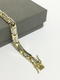 14 K Bicolor Gouden Schakel Armband - 19 cm / 24,5 g