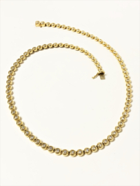 14 K Gouden Tennis Collier 1.7 Crt Briljant Geslepen Diamant G/VVS1 - 44 cm