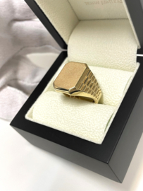 14 Karaat Gouden Heren Zegelring Model Rolex / 8-Kant