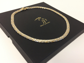 14 K Bicolor Gouden Schakel Slot Collier - 45 cm / 16,9 g