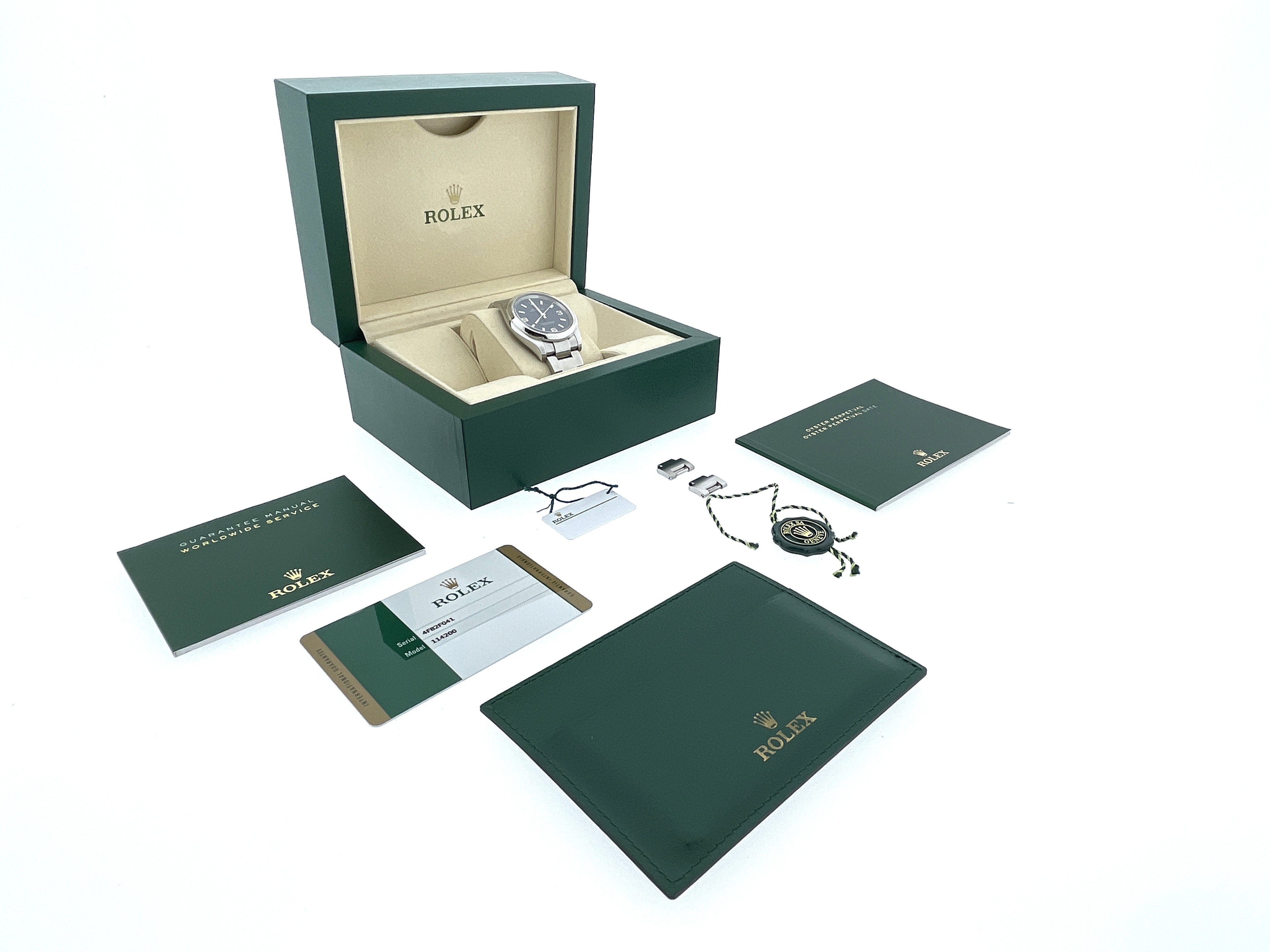 Rolex Oyster Perpetual 114200 Staal Blue Baton Arabic Dial 34 mm - Full set / 2016
