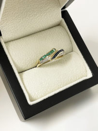 14 K Gouden Slag Ring Diamant Saffier Smaragd