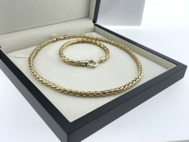 PALMIERO Jewelry Set 14 Karaat Gouden Vossenstaart Slot Collier + Armband - 5.5 mm / 45.34 g