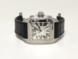 Cartier Santos 100 XL White Gold Diamond Anniversary 1904-2004