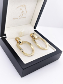 14 Karaat Gouden Oorhangers Fantasie Ovaal Draaglengte 4 cm