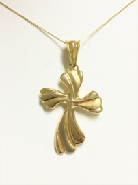 18 K Gouden Hanger - Kruis (bewerkt)