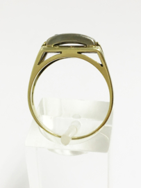 Antiek 14 K Gouden Ring Briljantgeslepen Diamant