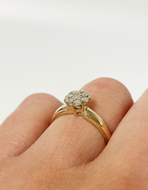 14 K Gouden Rozet Ring ca 0.15 crt Briljant Geslepen Diamant