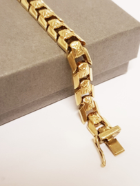 14 K Gouden Fantasie Schakel Armband - 19 cm / 14,05 g