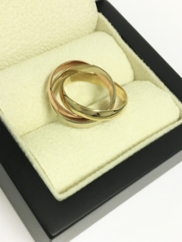 14 K Tricolor Gouden 3-Band Ring - 5,2 g / 16 mm