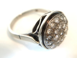 Antiek 14 K Witgouden Ring 0.70 crt Briljantgeslepen Diamant