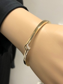14 K Bicolor Gouden Slag Slaven Armband / Bangle 0.10 crt Diamant G/VS1 - 18 g