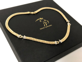 14 K Gouden Gourmet Collier 0.06 crt Briljantgeslepen Diamant - 42 cm / 18,95 g