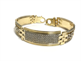 Brede 18 K Gouden Plaat Armband Meander Versace 0.50 crt Diamant - 22,5 cm / 54,34 g