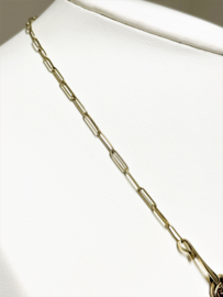 Antiek 14 K Gouden V- Collier Hanger Facet Geslepen Rhodoliet - 41 cm