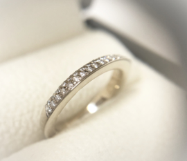 18 K Witgouden Aanschuif Ring 0.25 ct Briljant Geslepen Diamant Pavé