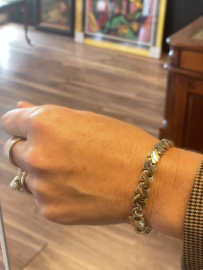 14 Karaat Bicolor Gouden Schakel Armband - 19 cm / 19,1 g / 9 mm