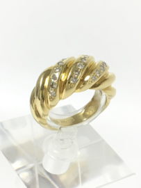 18 K Gouden Band Ring ca 0.20 crt Briljantgeslepen Diamant