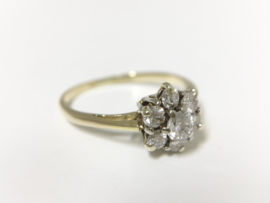 14 K Antiek Gouden Rozet Ring 0.45 crt Briljantgeslepen Diamant