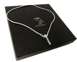 Gewalst Gematteerd Witgouden Gourmet Collier 0.70 Briljant Geslepen Diamant