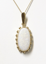 Antiek Gouden Hanger Witte Opaal  (Ovaal) - 3,5 cm