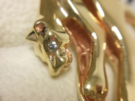 14 K Massief Gouden Panter Hanger  Briljantgeslepen Diamant Top Wesselton