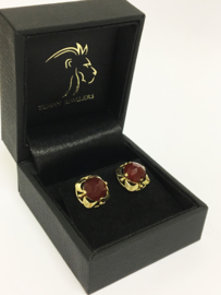 14 K Gouden Oorstekers - Facet Geslepen Carneool