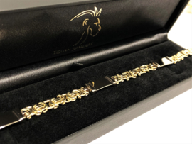14 K Gouden Konings Schakel Armband Witgouden Platen - 23,5 cm / 29,2 g