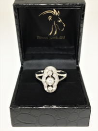 Antiek 18 K Witgouden Ring 0.60 crt Briljantgeslepen Diamant