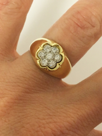 Antiek 18 K Gouden Rozet Ring ca 0.35 crt Diamant G / VS1