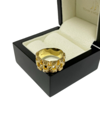 Brede 18 Karaat Gouden Schakel Ring - 6,7 g