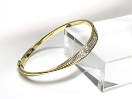 14 K Massief Gouden Slag Slaven Armband / Bangle ca 0.5 crt Diamant - 30,8 g / 18 cm