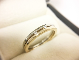 Le Chic 14 K Bicolor Gouden Aanschuif Ring 0.06 crt Diamant H / VS1