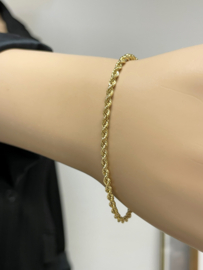 14 K Gouden Koord Armband - 17 cm / 1,5 g / 3 mm