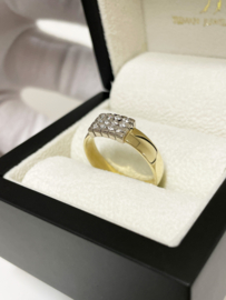 14 K Gouden Wafel Ring Briljant Geslepen Swarovski Kristal