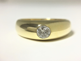 14 K Massief Gouden Band Ring 0.40 crt Briljantgeslepen Diamant