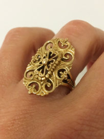 Antiek Handvervaardigd 18 Karaat Massief Gouden Ring