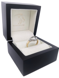 14 Karaat Bicolor Gouden Fantasie Ring Briljant Geslepen Heldere Cubic Zirkonia