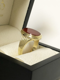 Grove 14 K Antiek Gouden Heren Zegelring Ovaal Carneool - 8,37 g