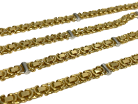 14 Karaat Bicolor Massief Gouden Platte Koningsketting - 60 cm / 5 mm / 39.3 g