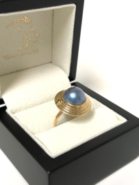 Handvervaardigd 18 K Gouden Design Ring Mabé Zoutwater Parel