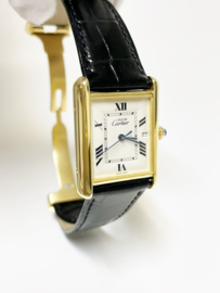 Must de Cartier Tank Large Date White Roman Dial - Quartz / Incl Cartier Garantie