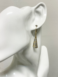 14 K Bicolor Gouden Oorhangers Diamant Leverback Sluiting - 4,5 cm