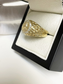 14 K Gouden Mercedes Ring 0.32 crt Briljantgeslepen Diamant - 7,1 g