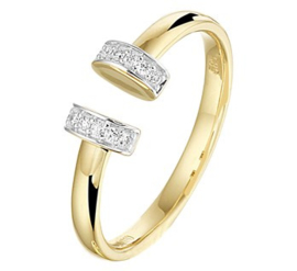 14 Karaat Bicolor Gouden Fantasie Ring Briljant Geslepen Diamant