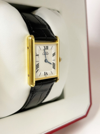 Must de Cartier Tank Large Model Quartz White Roman Dial Deployante Incl Cartier Garantie