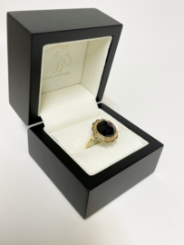 14 K Antiek Gouden Rozet Ring Roos Geslepen Granaat