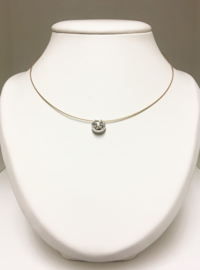 14 K Gouden Spang met Witgouden Glijder - 42 cm / 0.15 crt Diamant